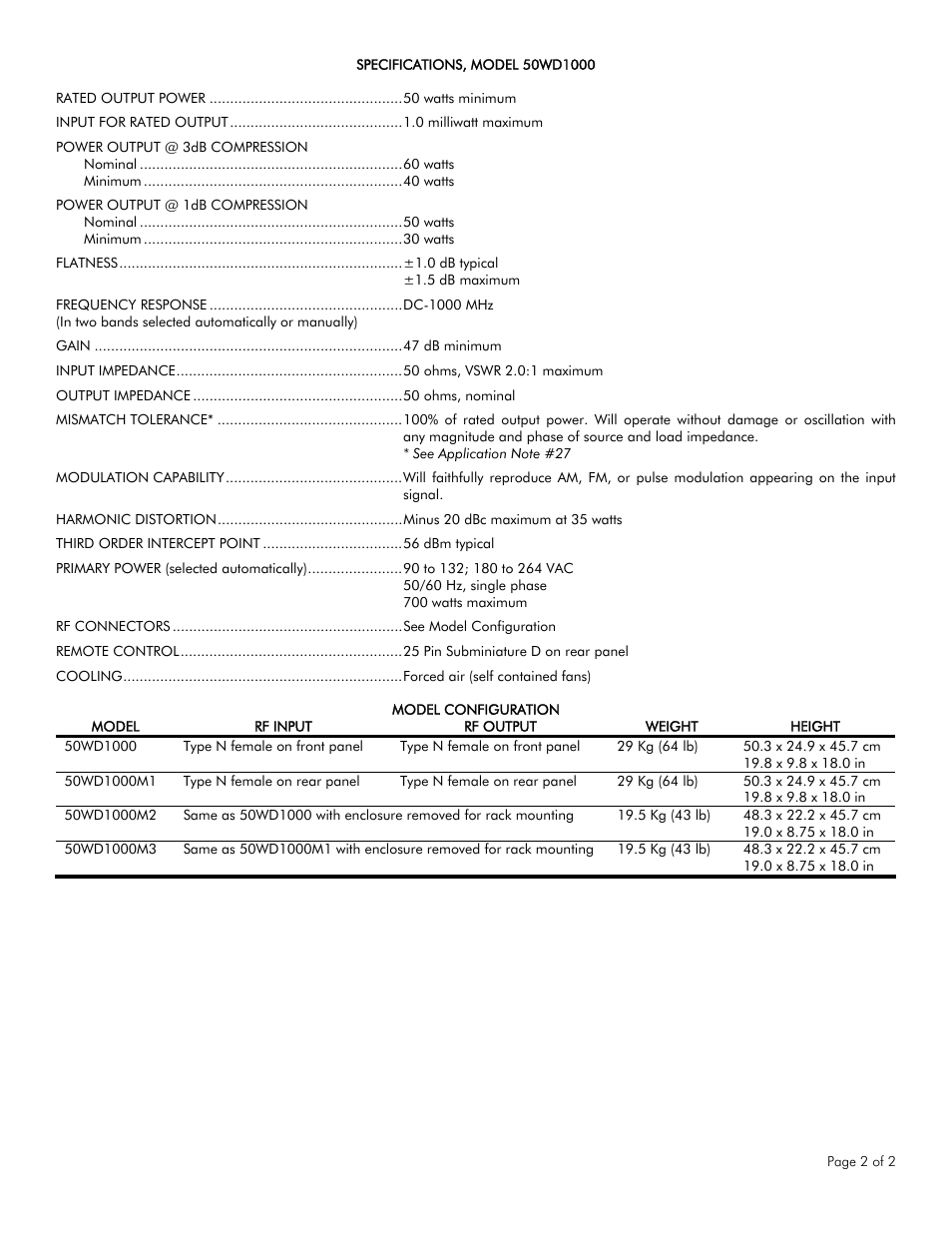 Atec Amplifier-Research-50WD1000 User Manual | Page 2 / 2