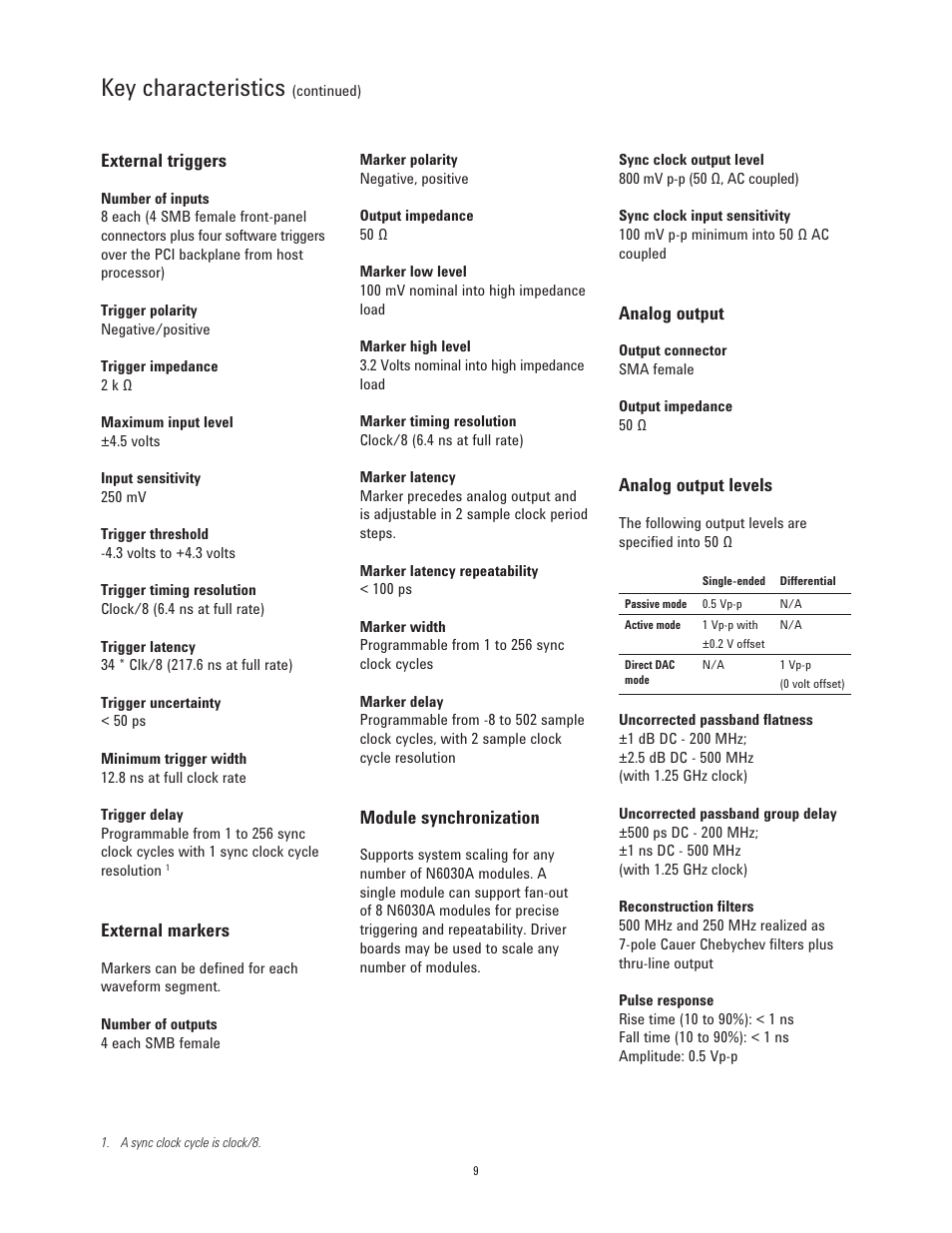 Key characteristics | Atec Agilent-N6030A User Manual | Page 9 / 12