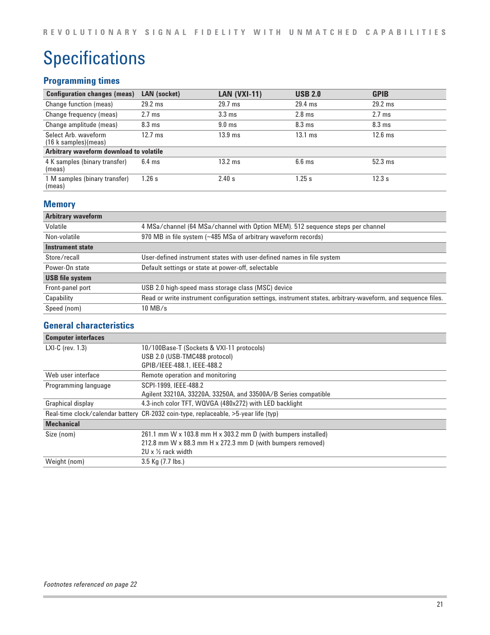 Speciications | Atec Agilent-33600A Series User Manual | Page 21 / 24