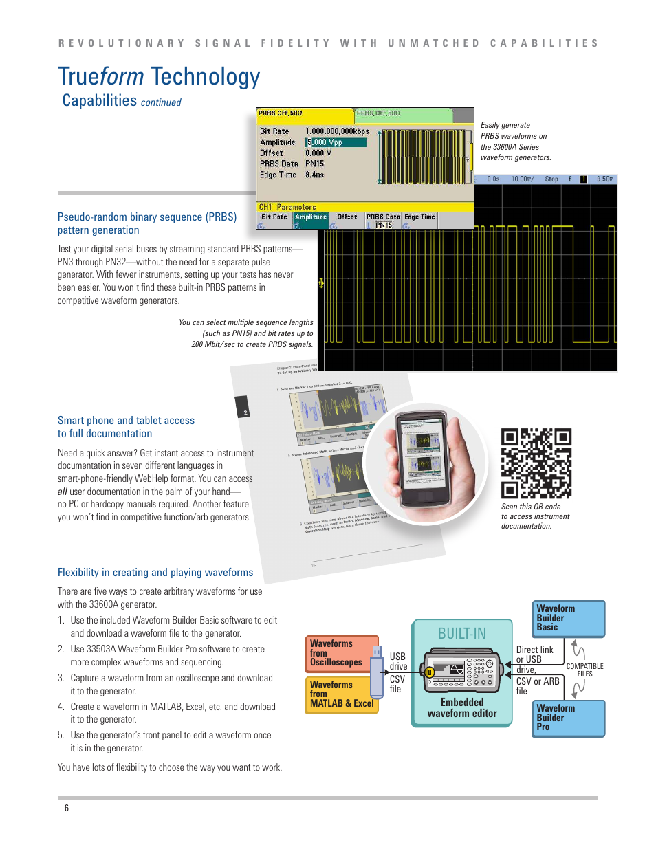 True form technology, Capabilities, Built-in | Atec Agilent-33600A Series User Manual | Page 6 / 24