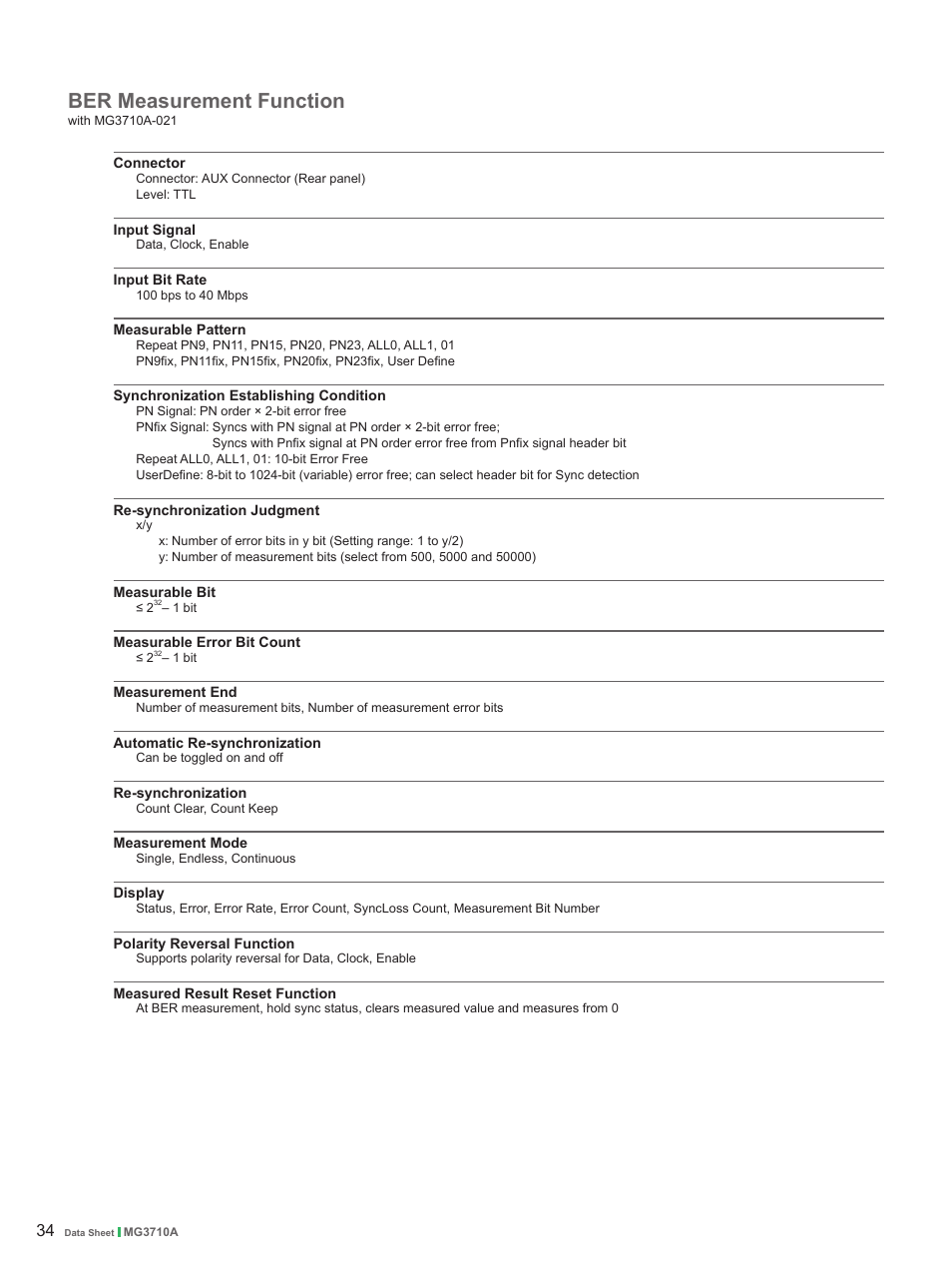 Ber measurement function | Atec Anritsu-MG3710A User Manual | Page 34 / 36