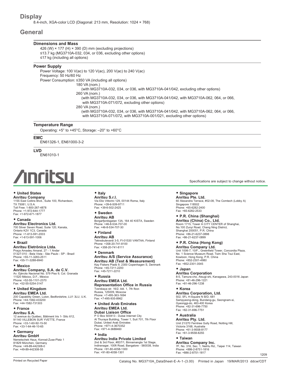 Display, General | Atec Anritsu-MG3710A User Manual | Page 36 / 36