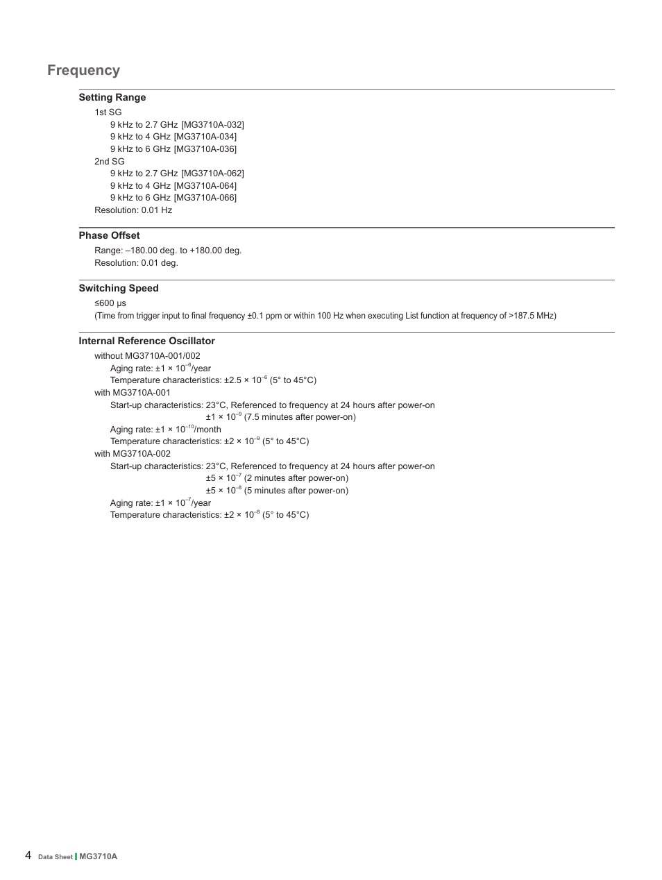 Frequency | Atec Anritsu-MG3710A User Manual | Page 4 / 36