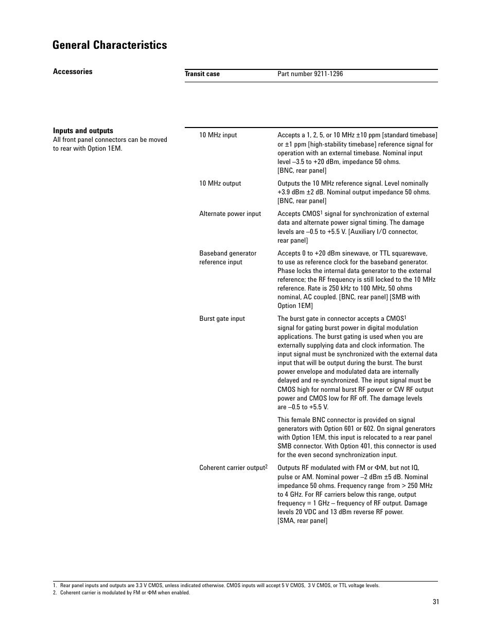 General characteristics | Atec Agilent-E4438C User Manual | Page 31 / 39