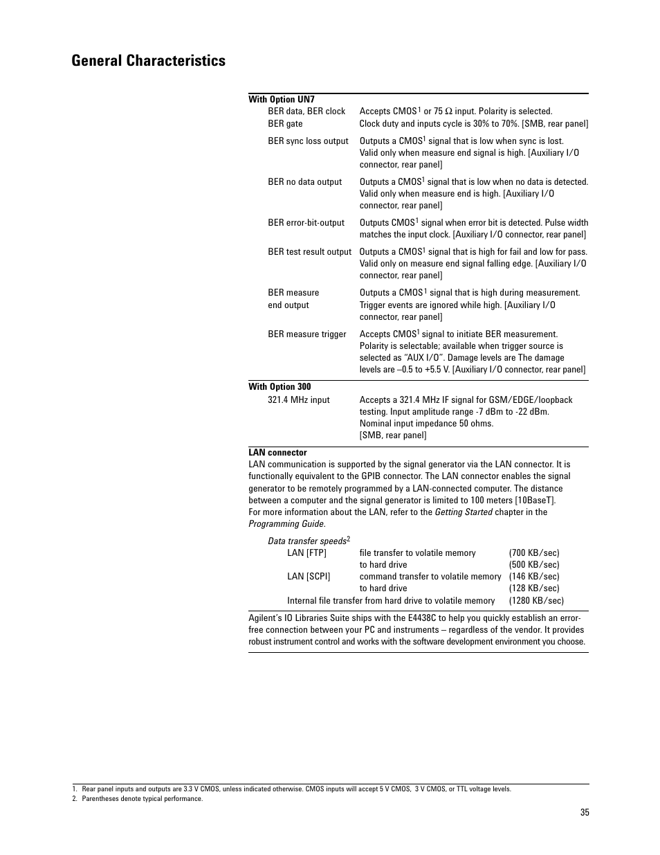 General characteristics | Atec Agilent-E4438C User Manual | Page 35 / 39