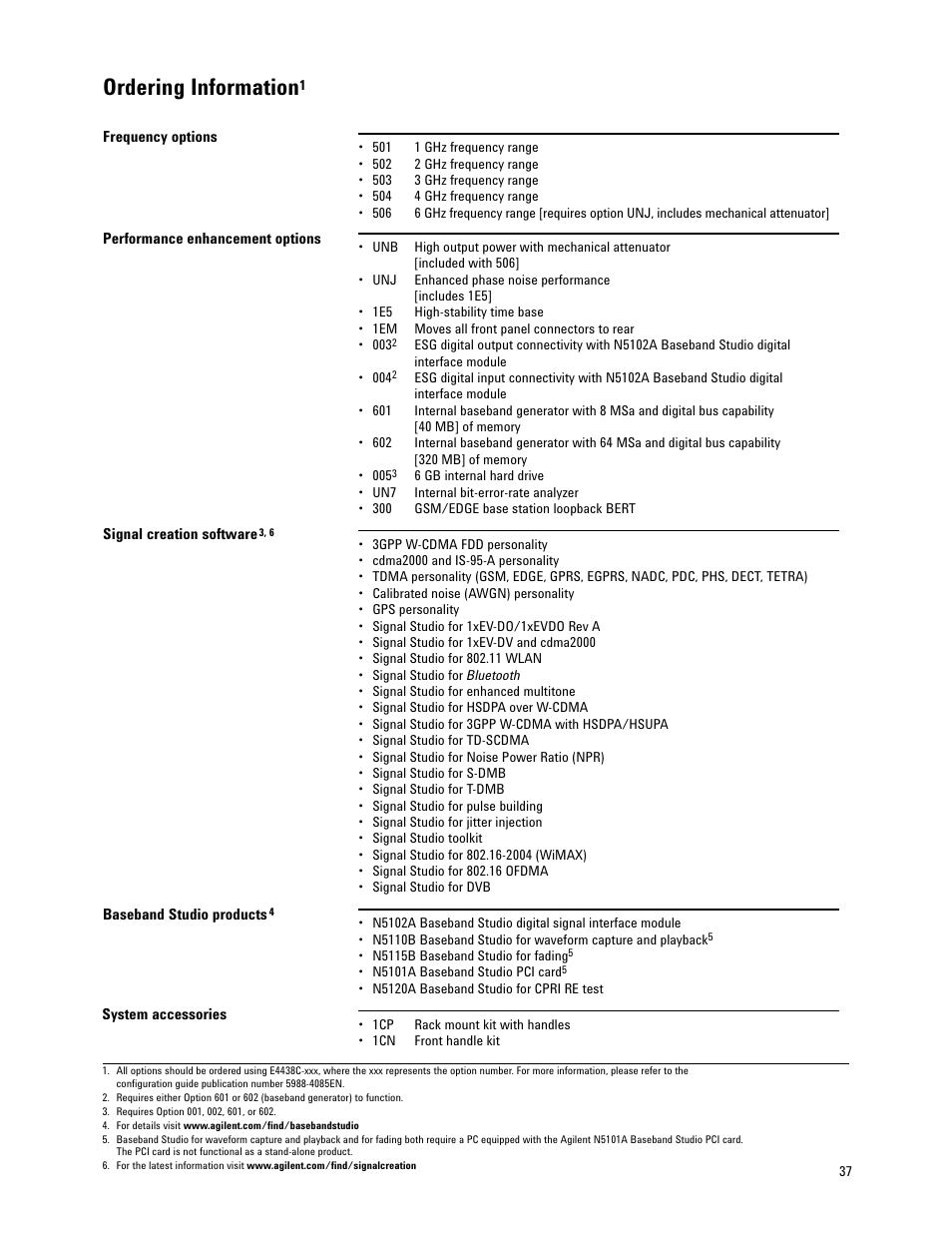Ordering information | Atec Agilent-E4438C User Manual | Page 37 / 39