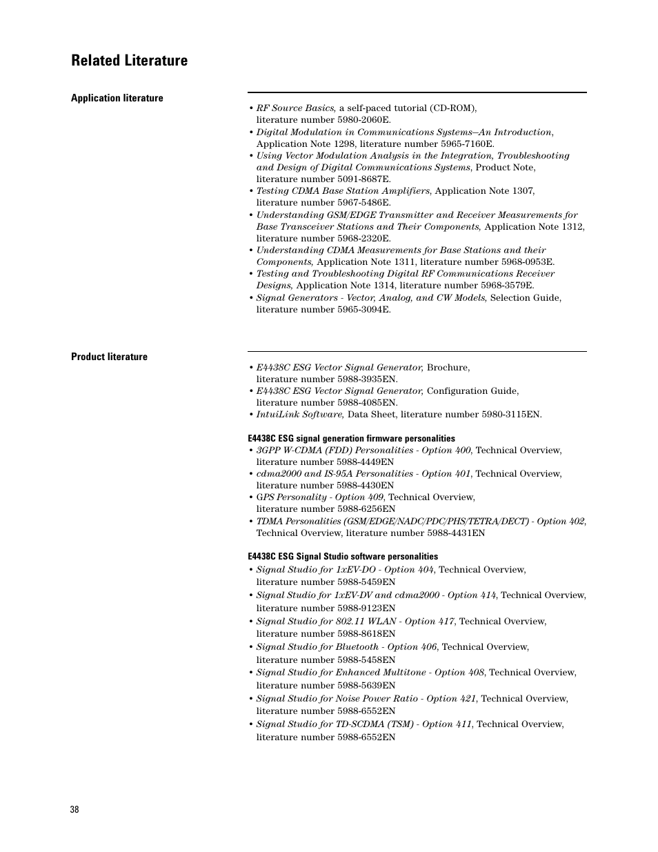 Related literature | Atec Agilent-E4438C User Manual | Page 38 / 39