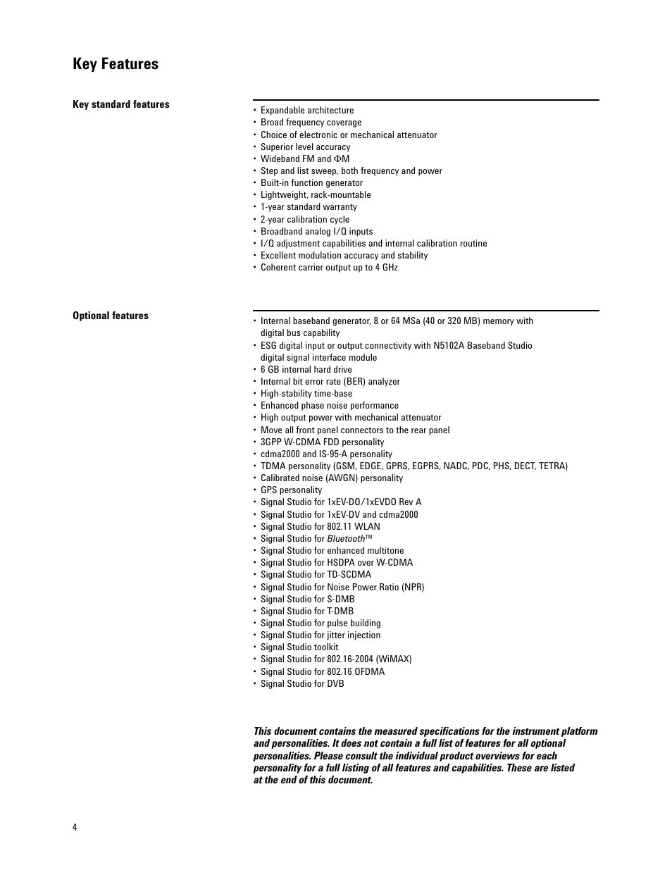 Key features | Atec Agilent-E4438C User Manual | Page 4 / 39