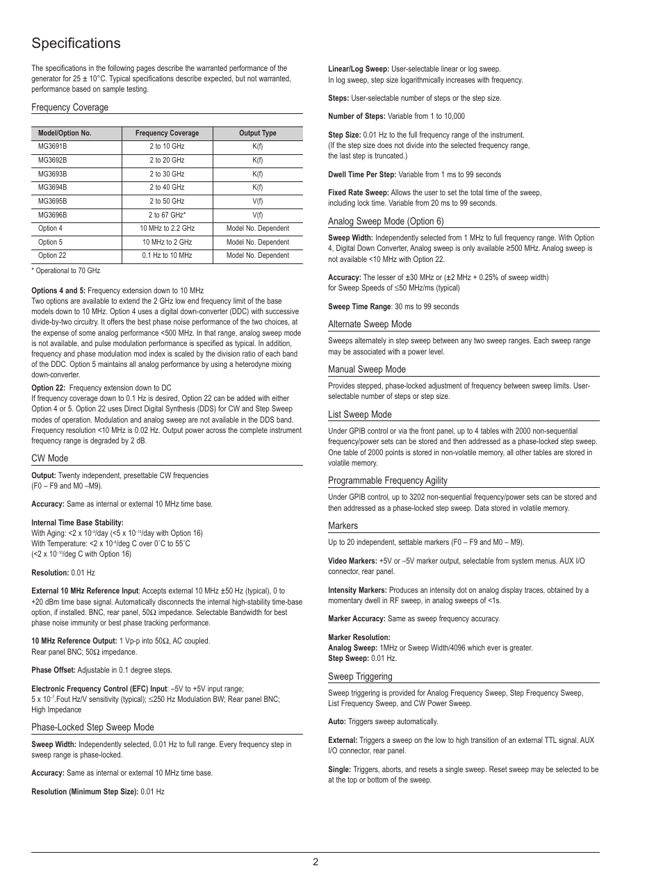 Specifications | Atec Anritsu-MG3690B User Manual | Page 2 / 20