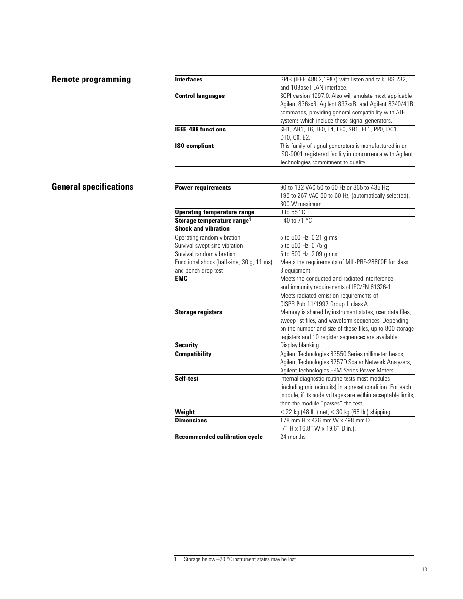 Remote programming general specifications | Atec Agilent-E8247C_57C User Manual | Page 13 / 16