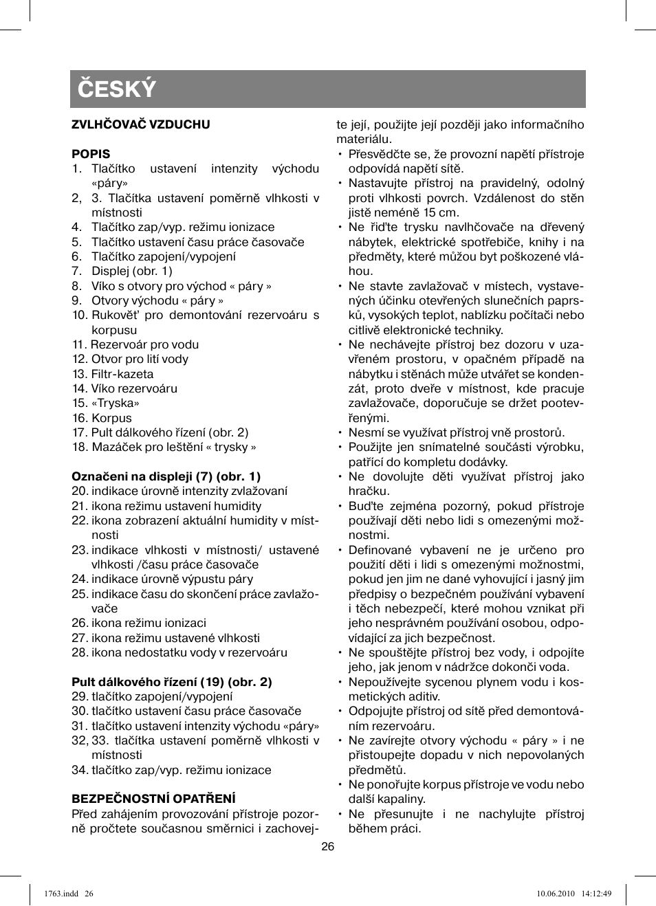 Český | Vitek VT-1763 User Manual | Page 26 / 44