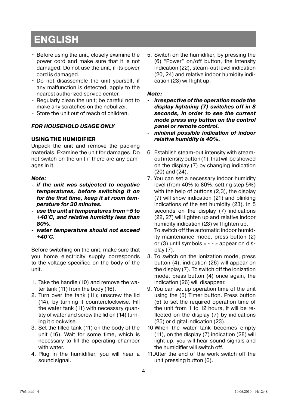 English | Vitek VT-1763 User Manual | Page 4 / 44