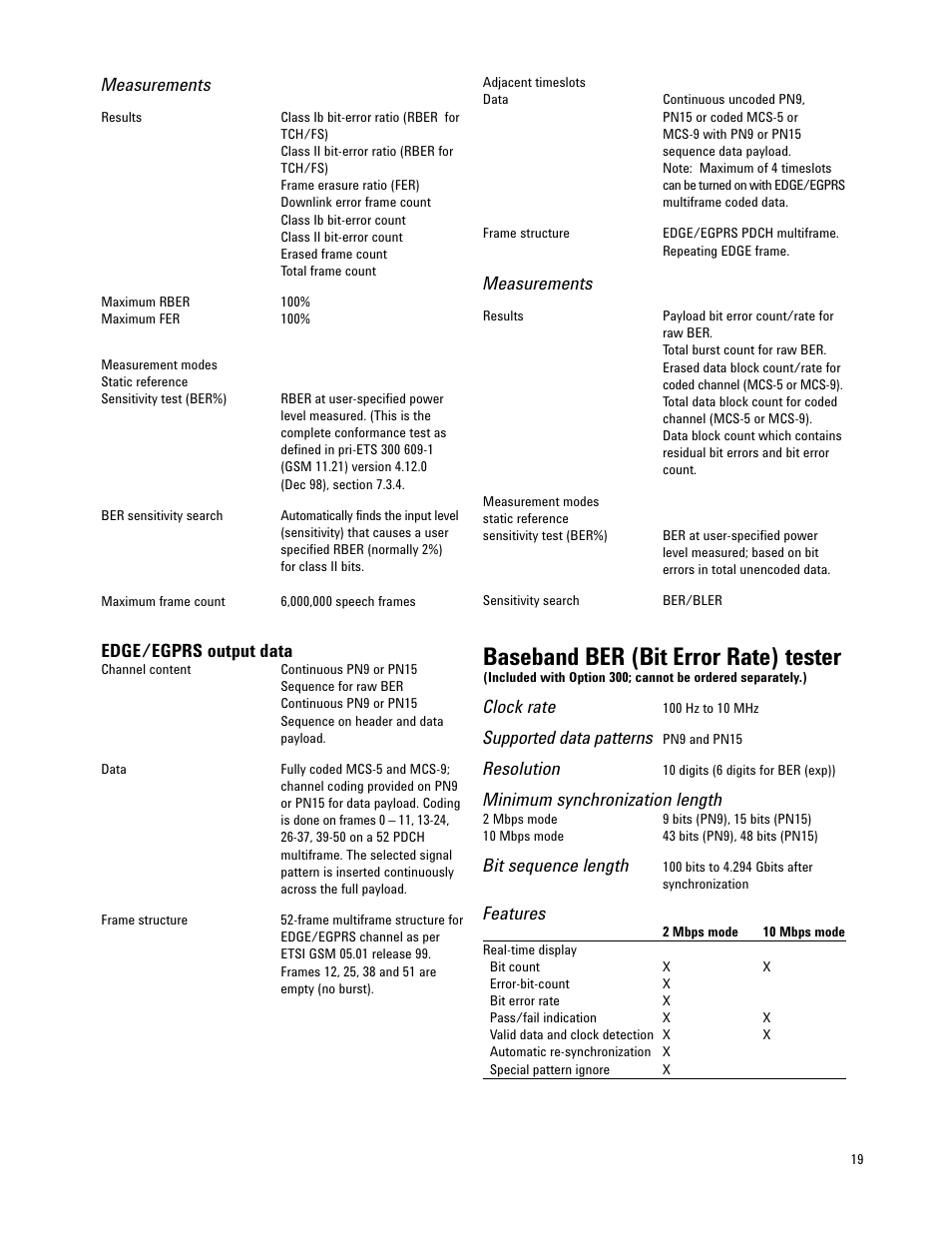 Baseband ber (bit error rate) tester | Atec Agilent-E4421B-24B-32B-33B-35B-36B User Manual | Page 19 / 32