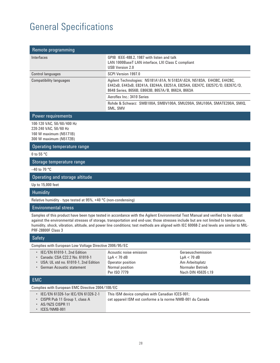 General specifications | Atec Agilent-N5171B User Manual | Page 28 / 32
