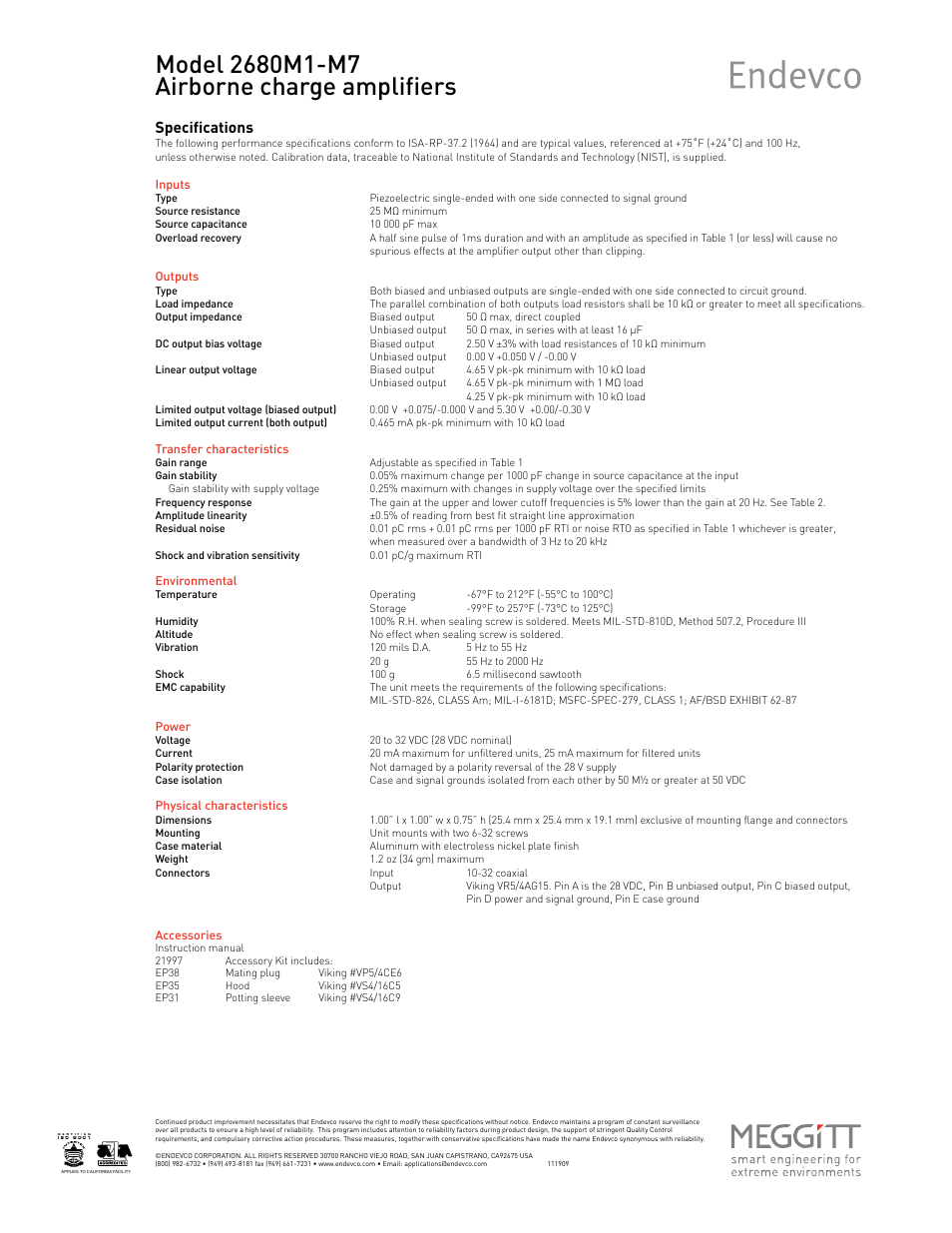 Specifications | Atec Endevco-2680M1-M7 User Manual | Page 2 / 2