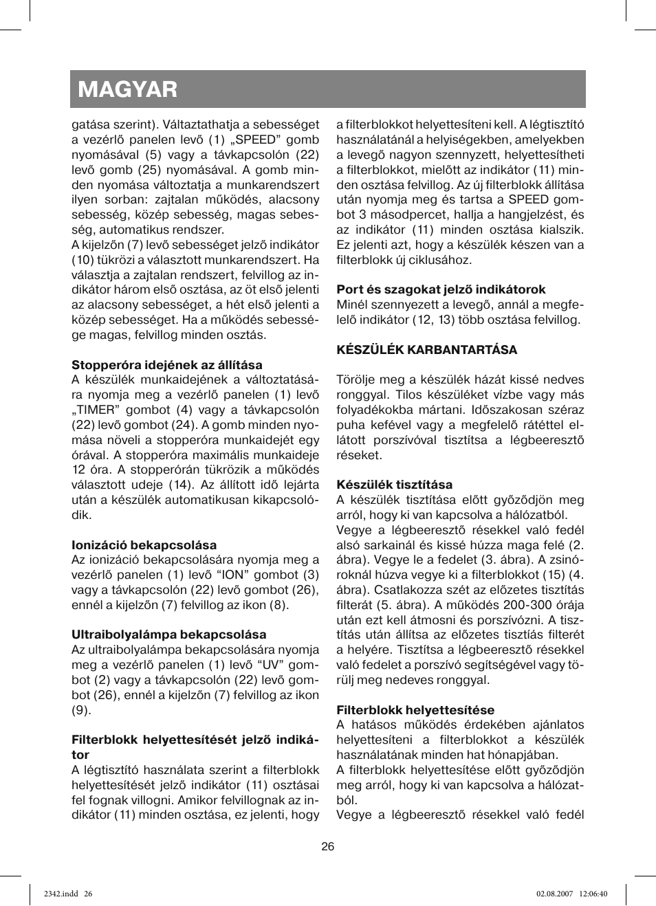 Magyar | Vitek VT-2342 User Manual | Page 26 / 52