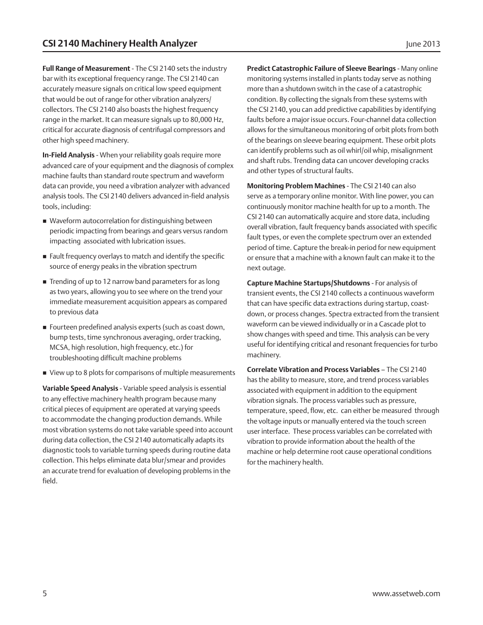 Csi 2140 machinery health analyzer | Atec Emerson-CSI-2140 User Manual | Page 5 / 12