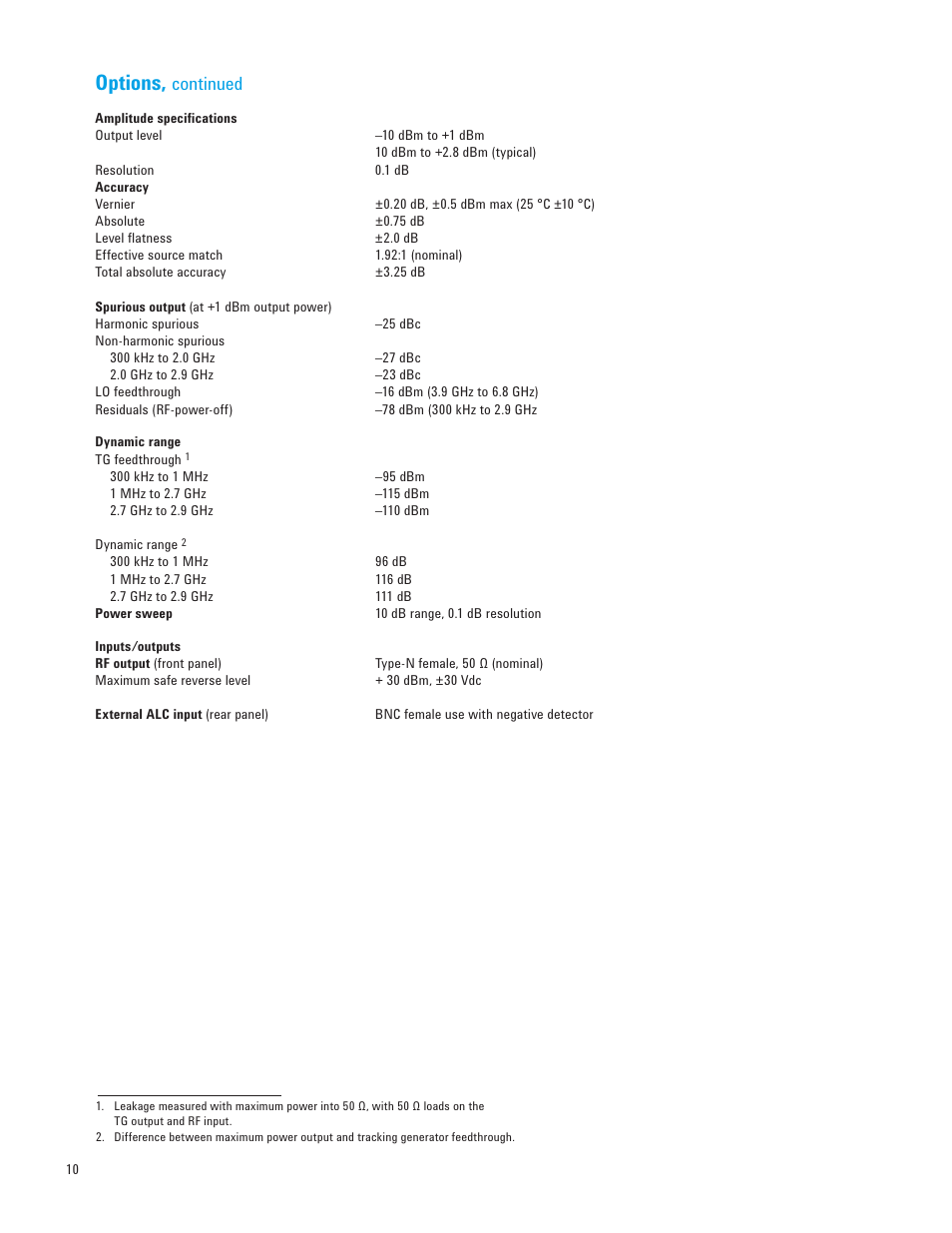 Options, Continued | Atec Agilent-8560EC-65EC Series User Manual | Page 10 / 12