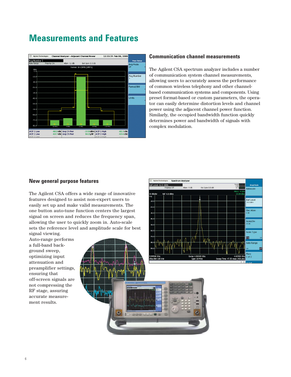 Measurements and features | Atec Agilent-N1996A User Manual | Page 6 / 12