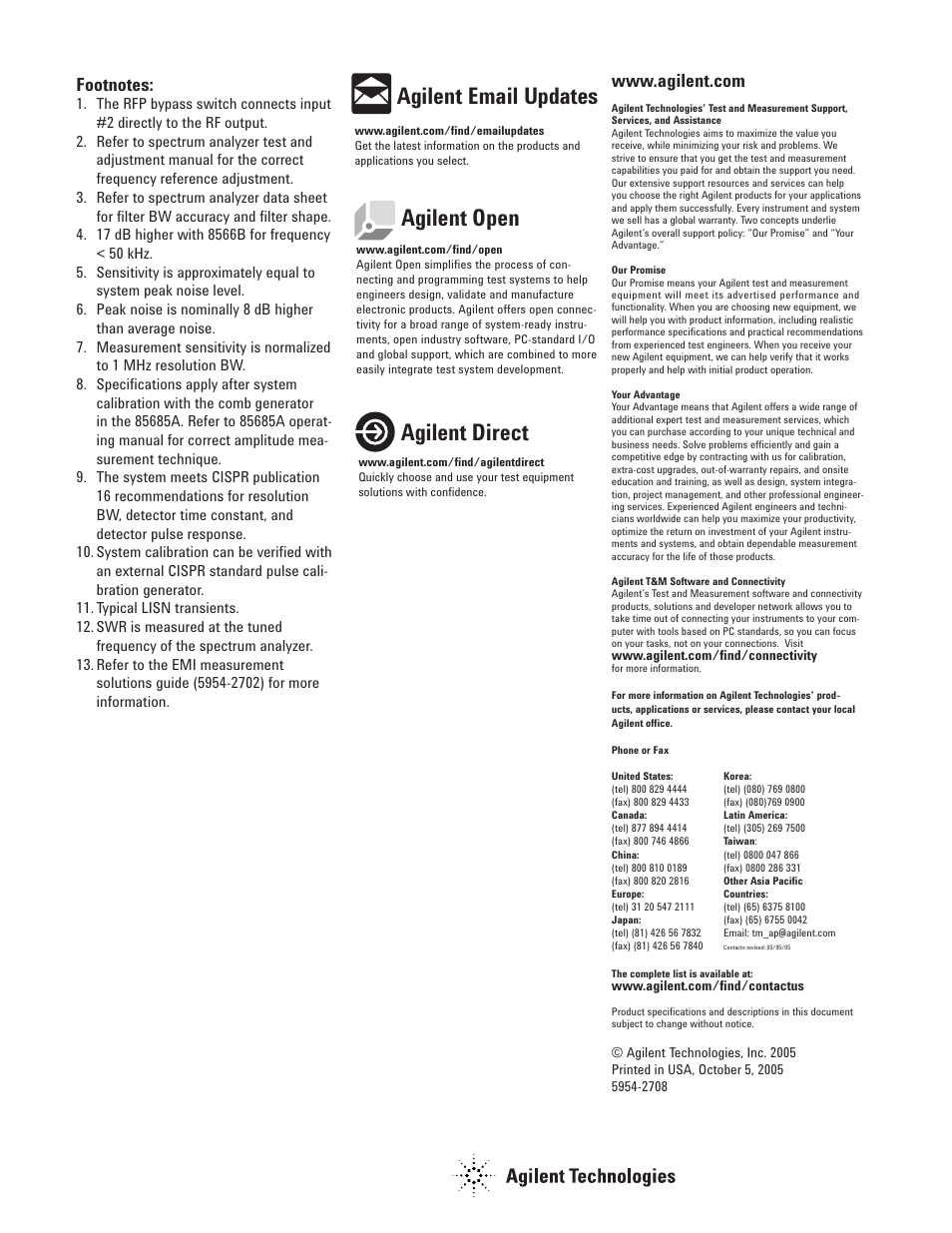 Agilent email updates, Agilent direct agilent open | Atec Agilent-8568b-8566b User Manual | Page 8 / 8