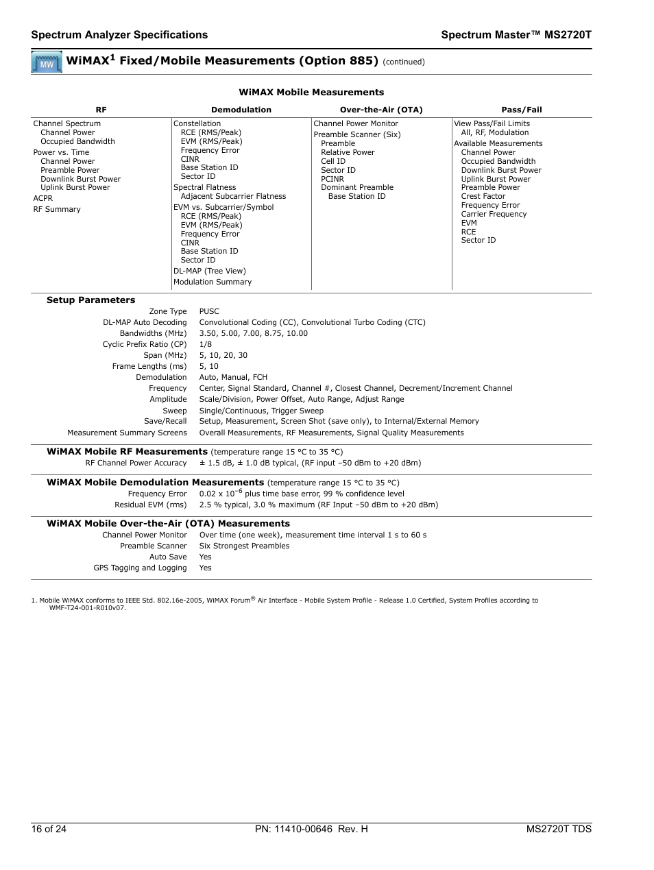 Fixed/mobile measurements (option 885) | Atec Anritsu-MT2720T User Manual | Page 16 / 24