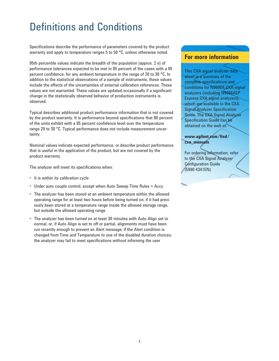 Definitions and conditions, For more information | Atec Agilent-N9000A-CXA User Manual | Page 3 / 19