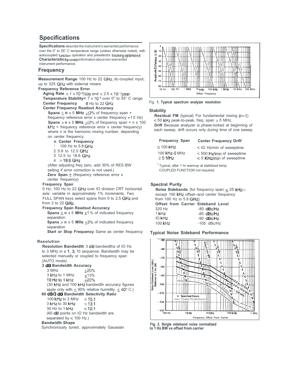 Specifications, Frequency | Atec Agilent-8566B User Manual | Page 9 / 14