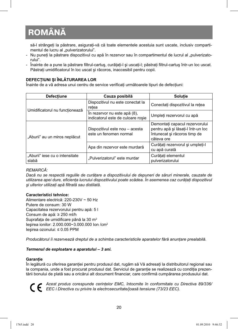 Română | Vitek VT-1765 User Manual | Page 20 / 36