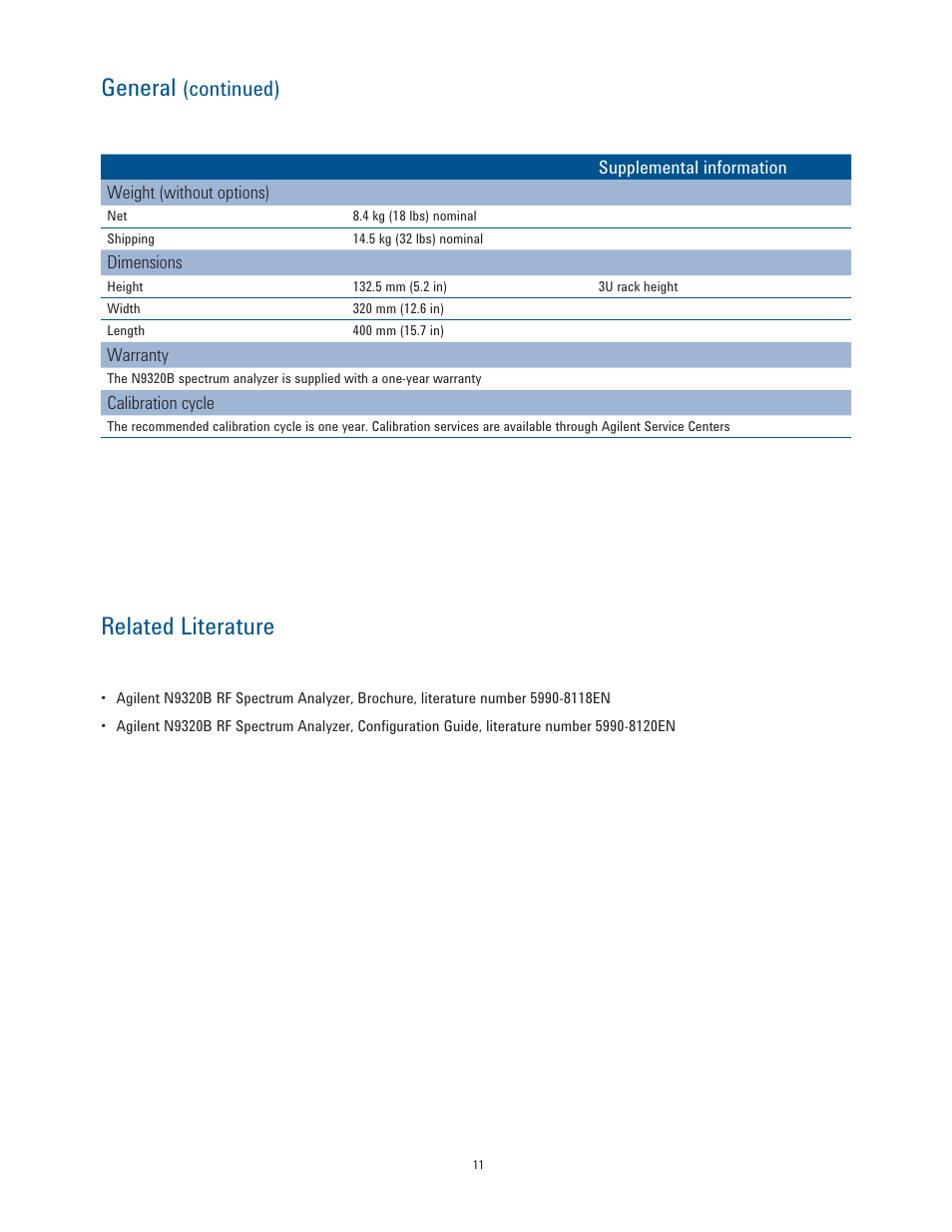 General, Related literature, Continued) | Atec Agilent-N9320B User Manual | Page 11 / 12