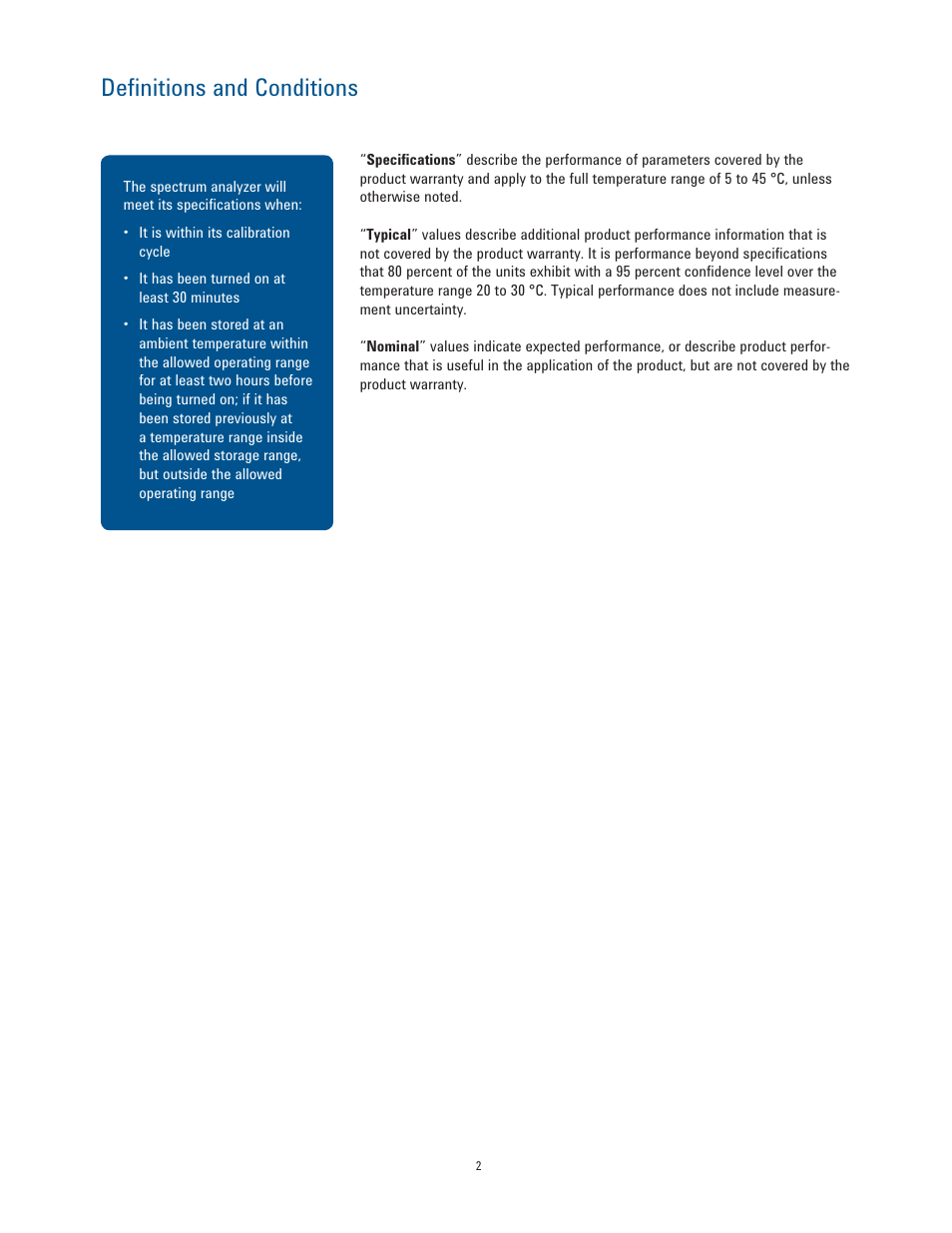 Definitions and conditions | Atec Agilent-N9320B User Manual | Page 2 / 12