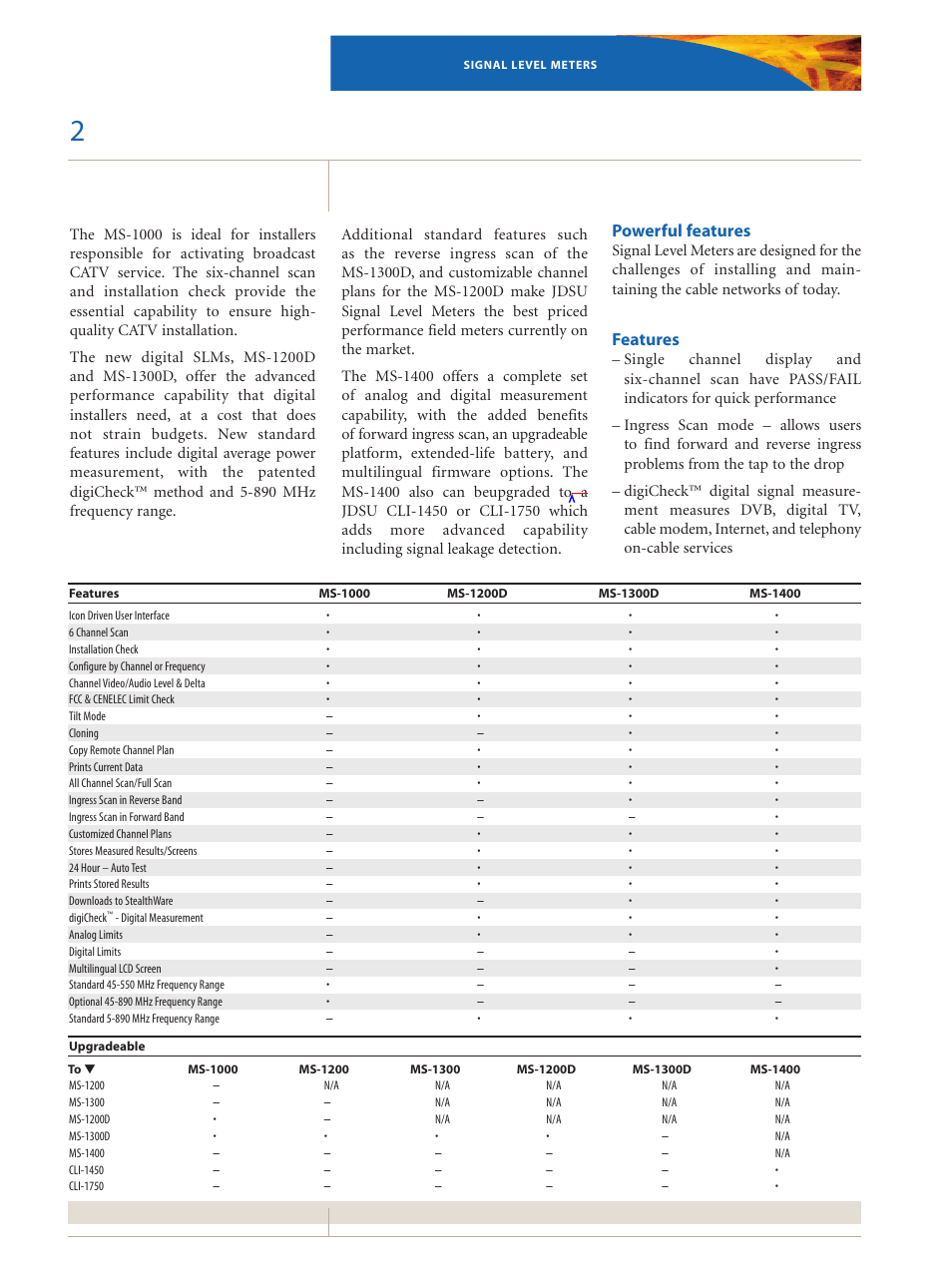 Powerful features, Features | Atec Acterna-MS1000-1200-1300D-1400 User Manual | Page 2 / 8