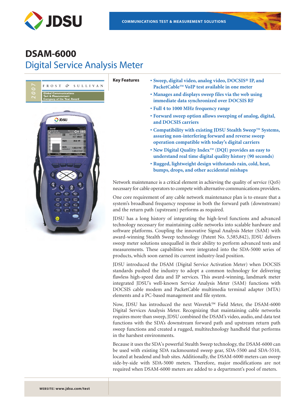 Atec Acterna-DSAM-6000 User Manual | 12 pages