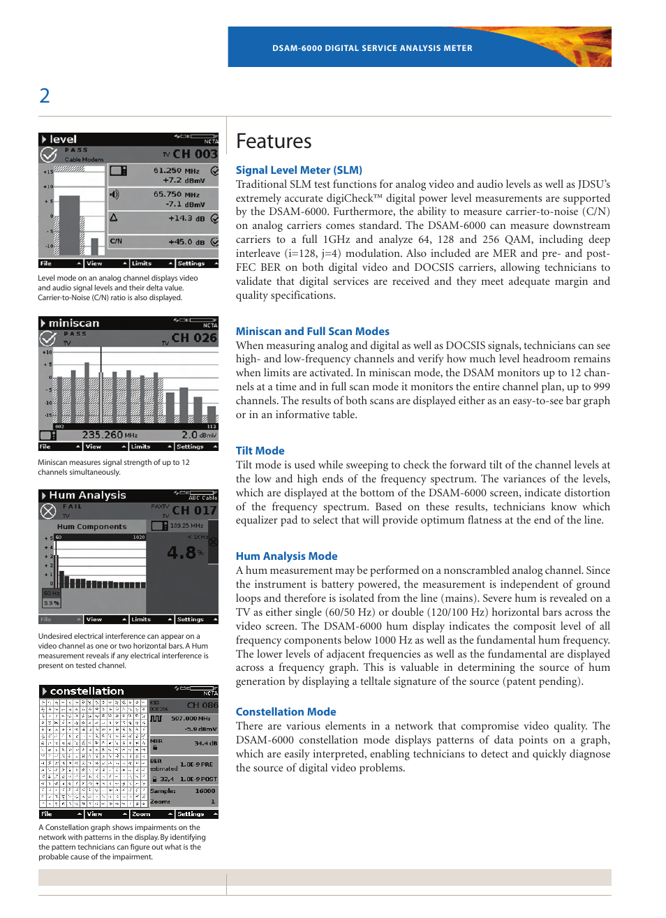 Features | Atec Acterna-DSAM-6000 User Manual | Page 2 / 12