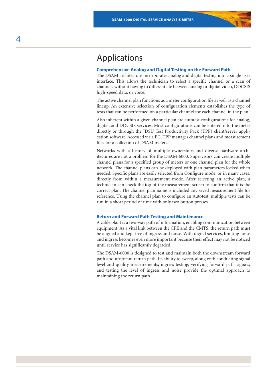 Applications | Atec Acterna-DSAM-6000 User Manual | Page 4 / 12