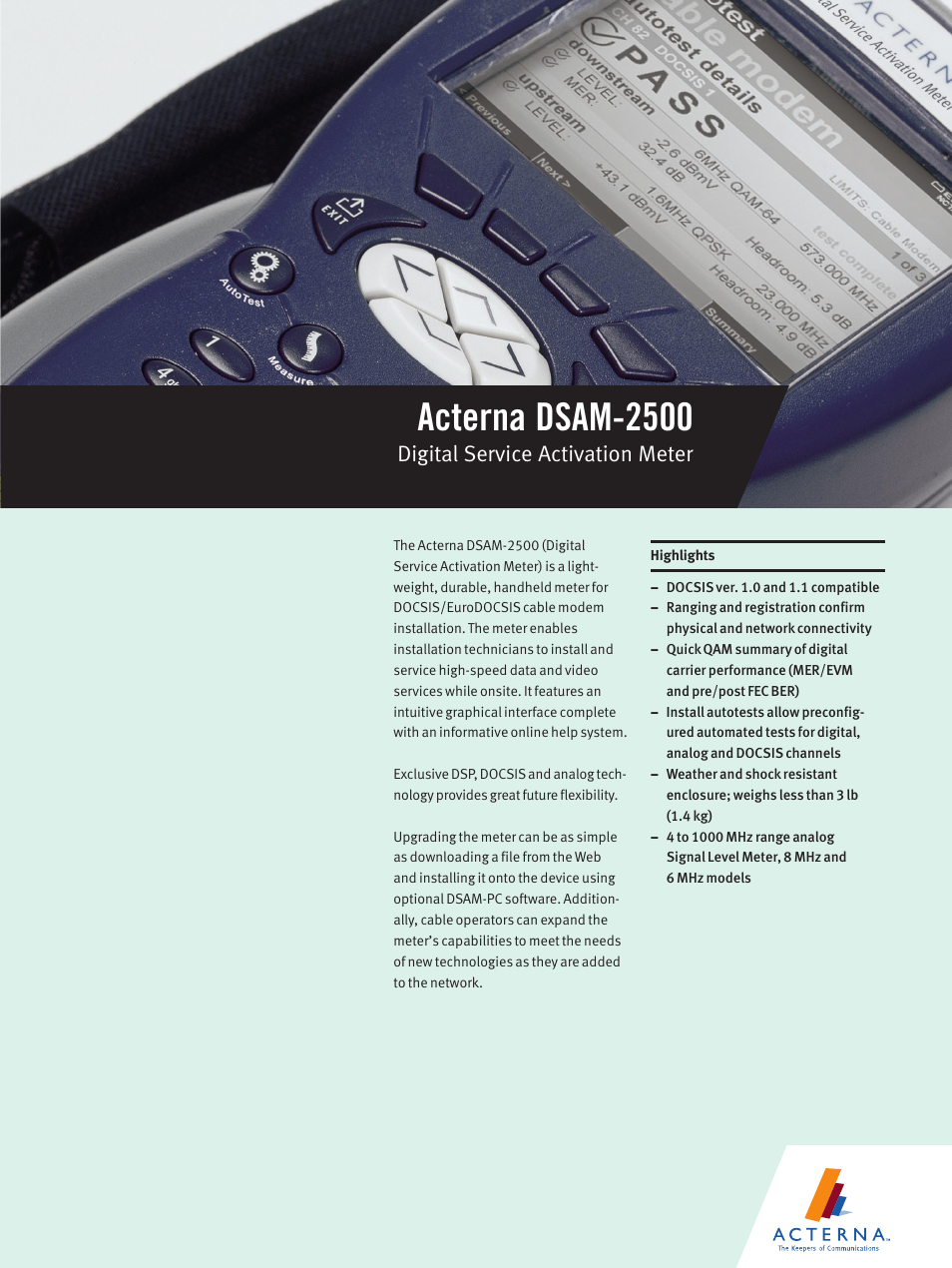 Atec Acterna-DSAM-2500 Series User Manual | 6 pages