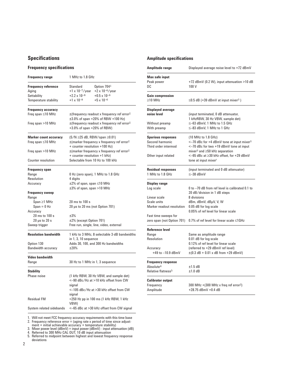 Specifications | Atec Agilent-8591C User Manual | Page 2 / 8