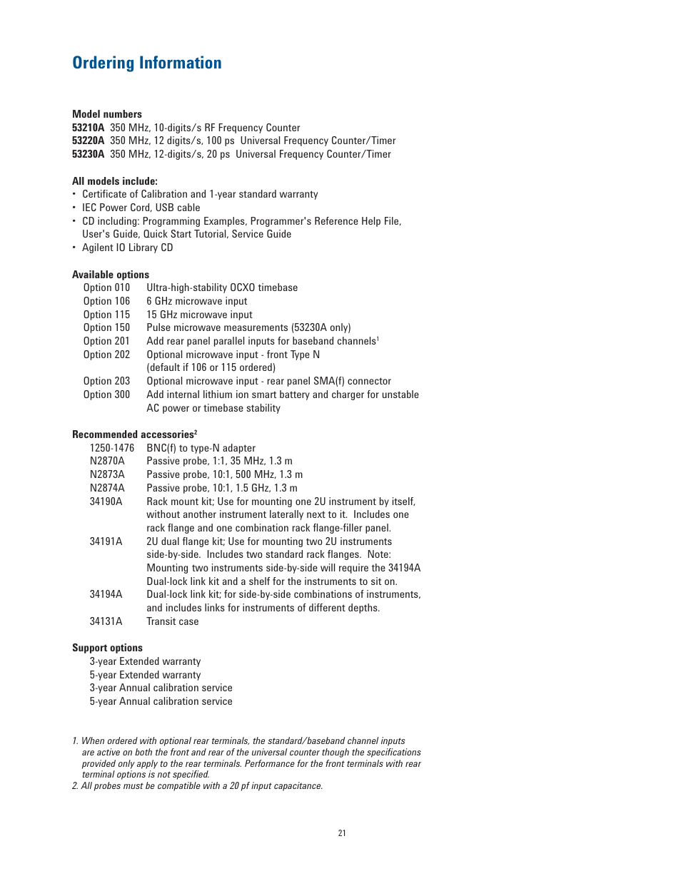 Ordering information | Atec Agilent-53200A Series User Manual | Page 21 / 24