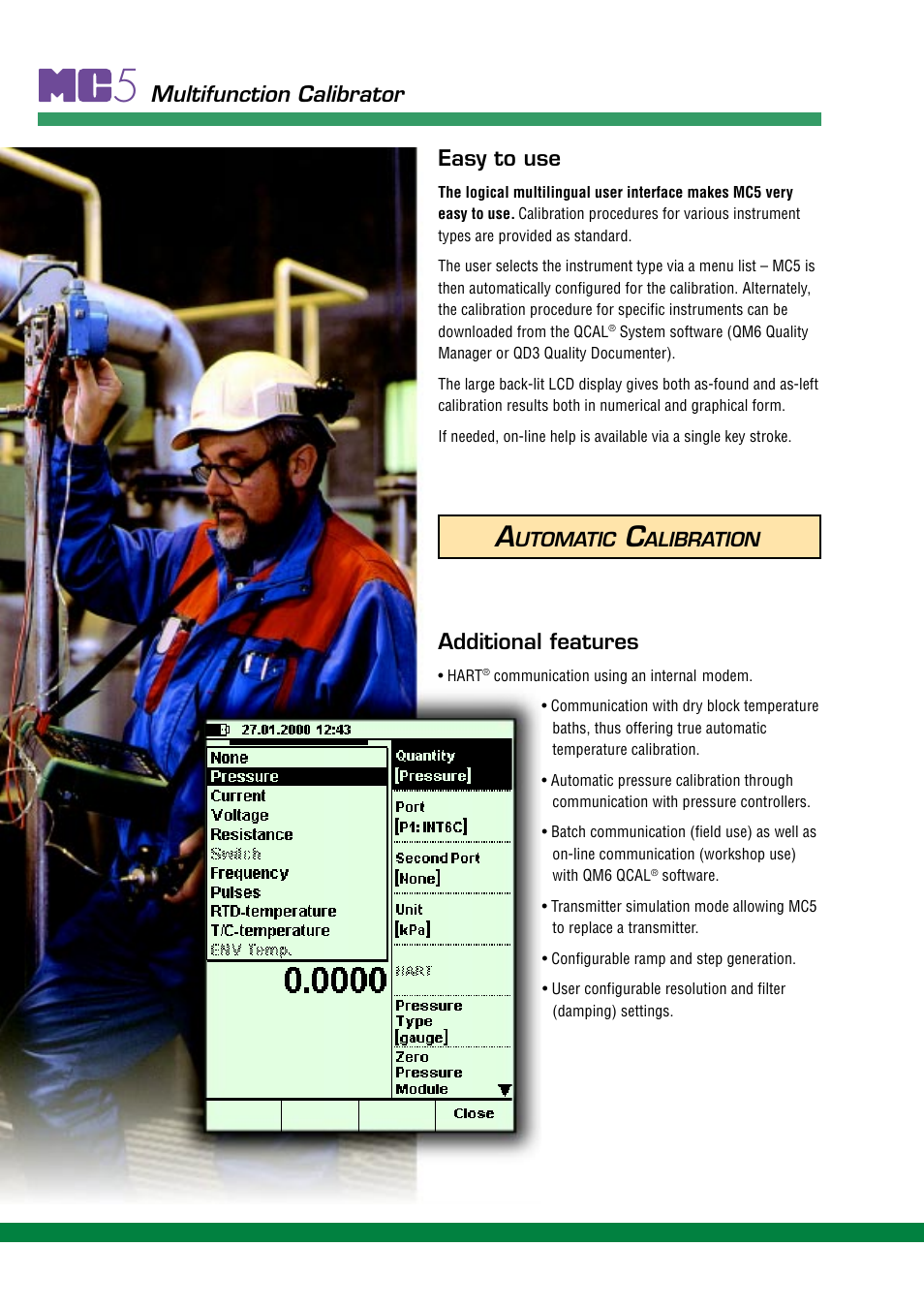 Multifunction calibrator easy to use, Additional features | Atec Beamex-mc5 User Manual | Page 4 / 6