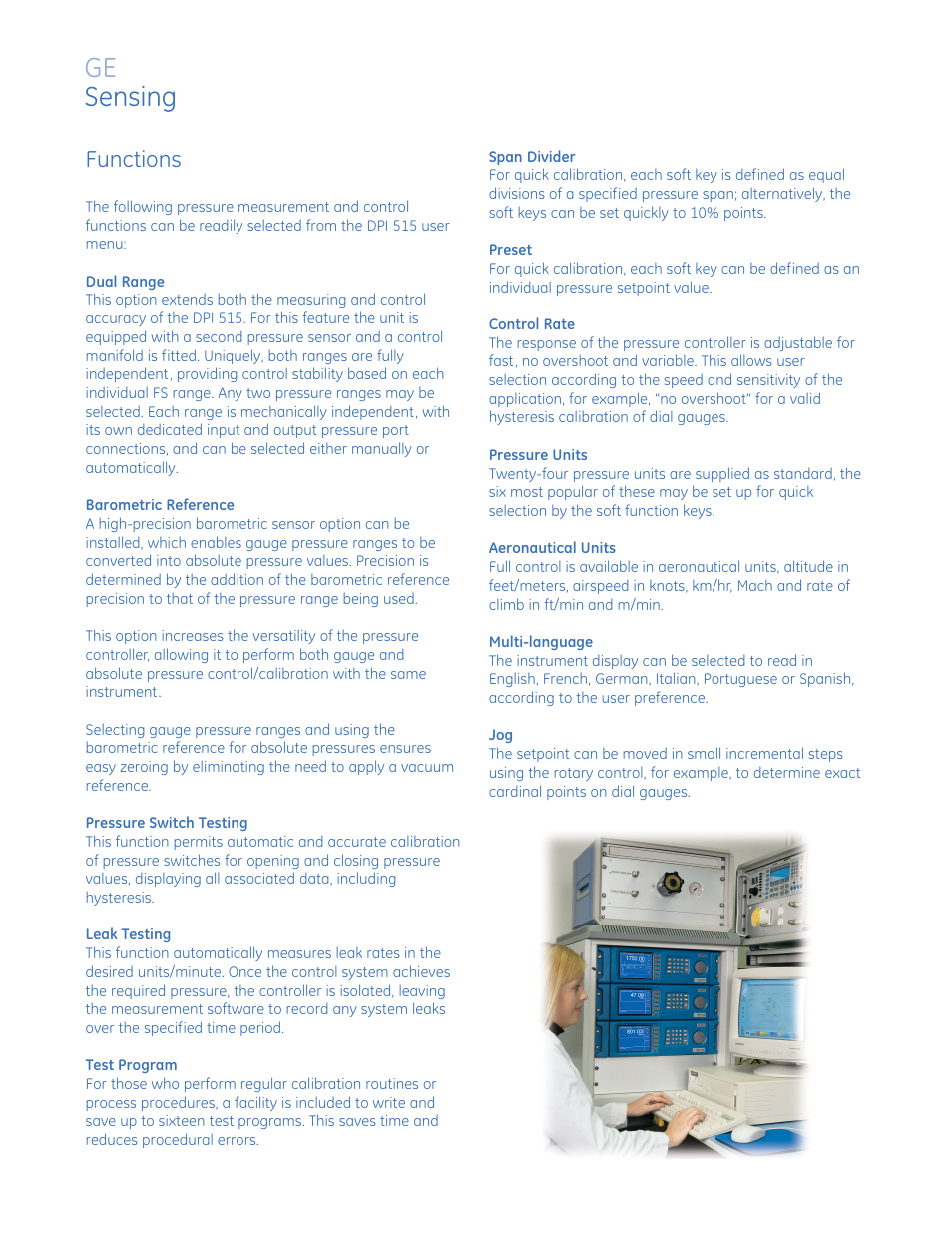 Ge sensing, Functions | Atec Druck-DPI515-A,B2 User Manual | Page 3 / 8