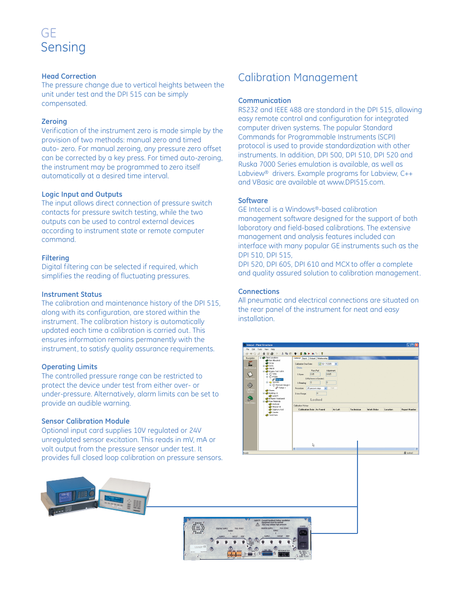 Ge sensing, Calibration management | Atec Druck-DPI515-A,B2 User Manual | Page 4 / 8