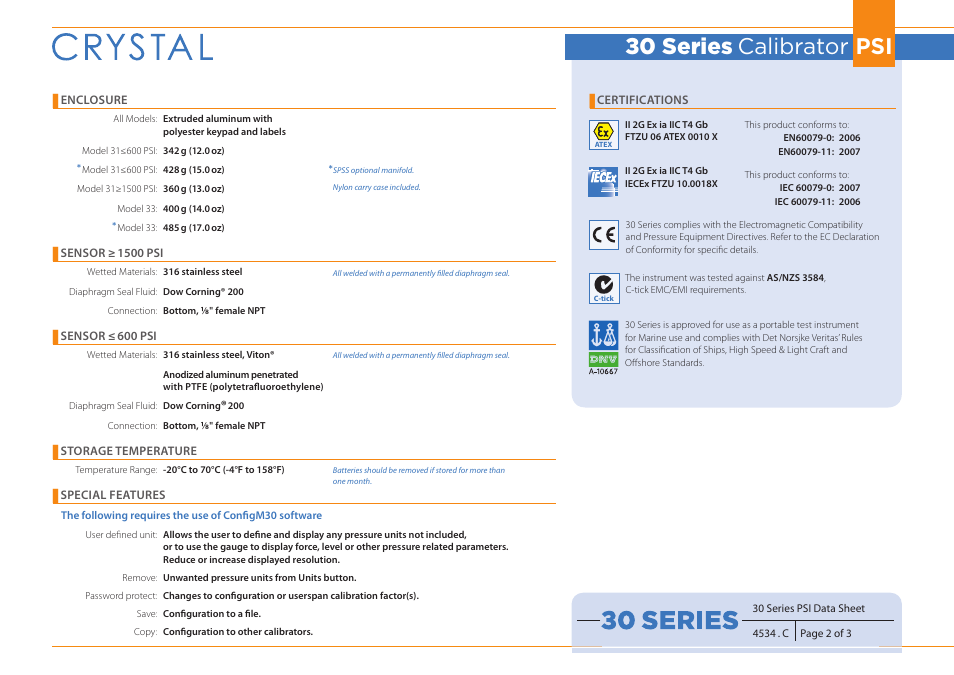 30 series calibrator psi | Atec Crystal-IS-33 User Manual | Page 2 / 3