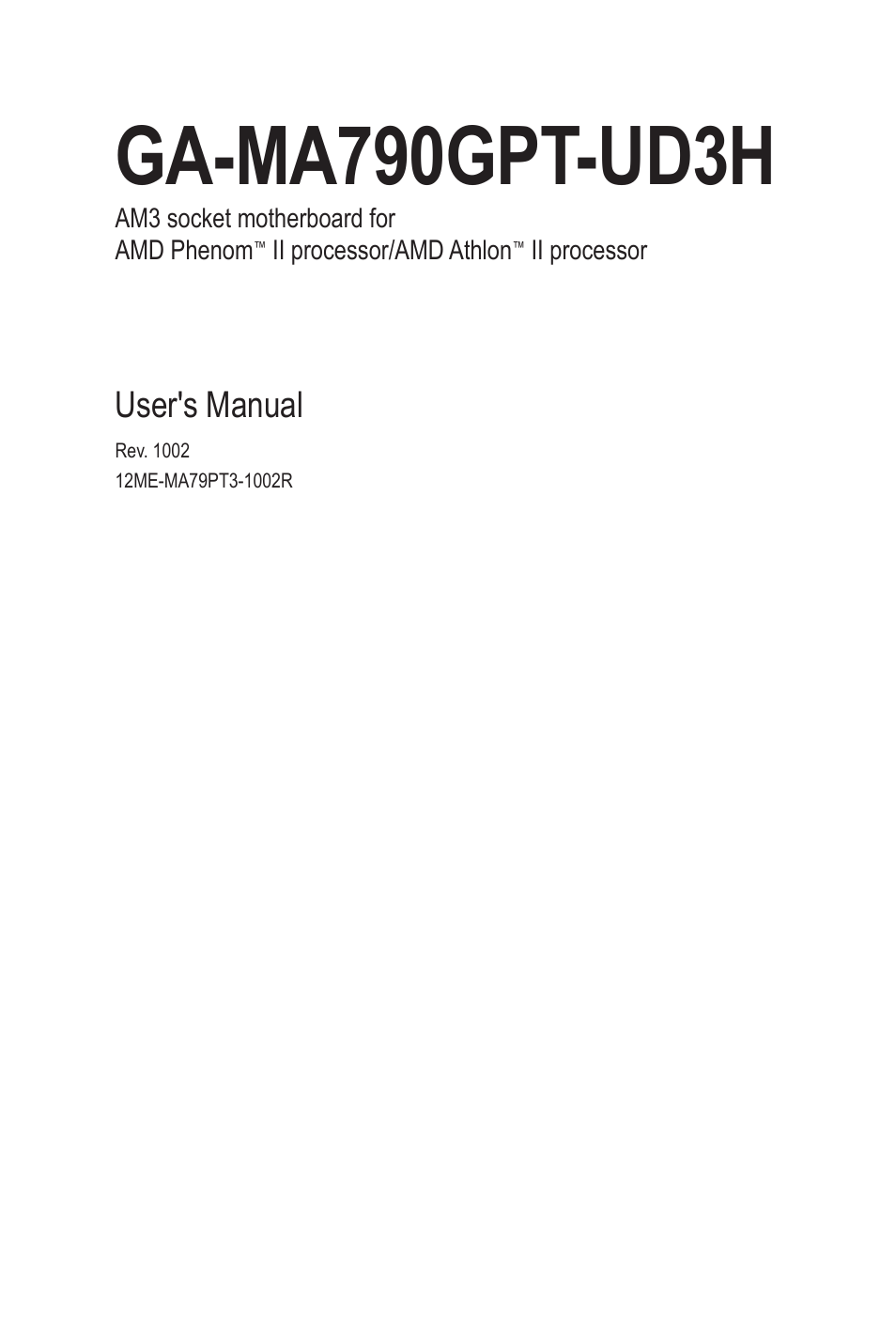 GIGABYTE GA-MA790GPT-UD3H User Manual | 104 pages