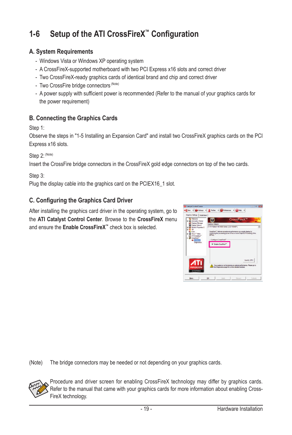 6 setup of the ati crossfirex, Configuration | GIGABYTE GA-MA790GPT-UD3H User Manual | Page 19 / 104