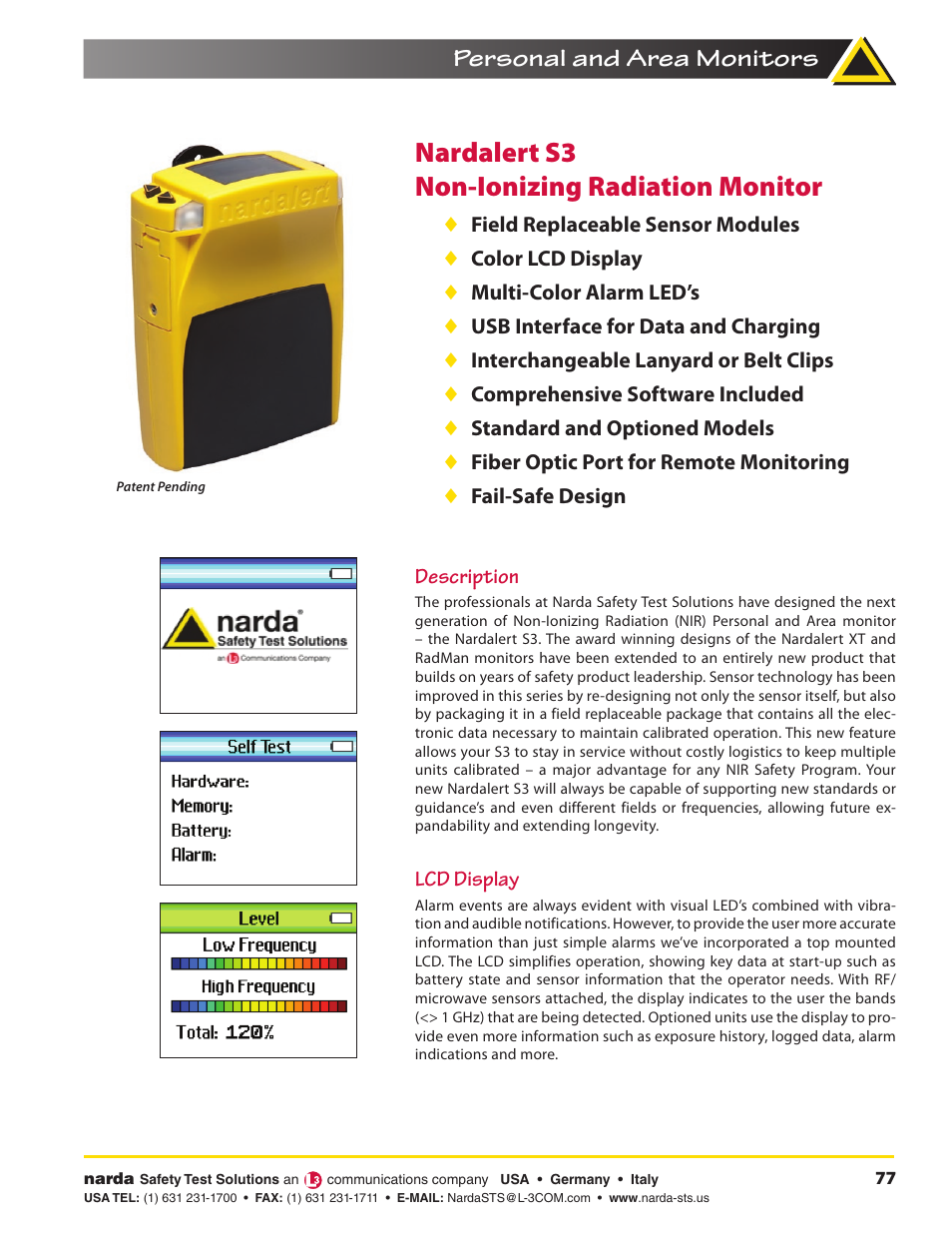Atec Narda-Nardalert-S3 User Manual | 6 pages