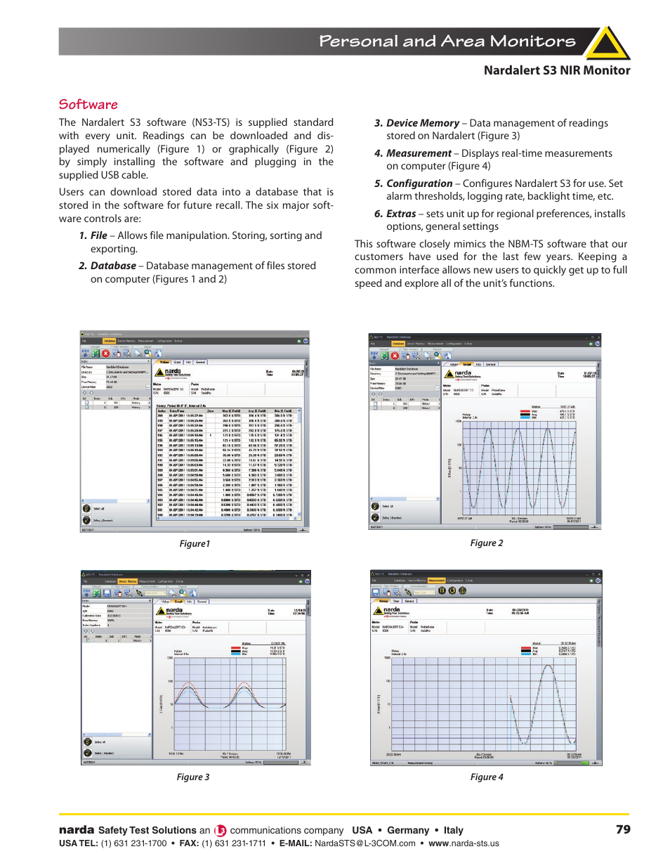 Personal and area monitors, Software | Atec Narda-Nardalert-S3 User Manual | Page 3 / 6