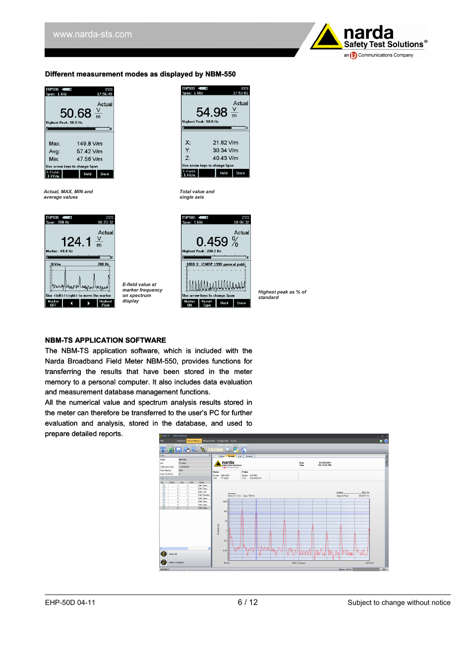 Atec Narda-EHP-50D User Manual | Page 6 / 12