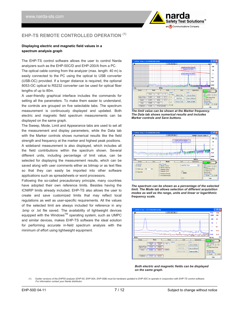 Ehp-ts remote controlled operation | Atec Narda-EHP-50D User Manual | Page 7 / 12