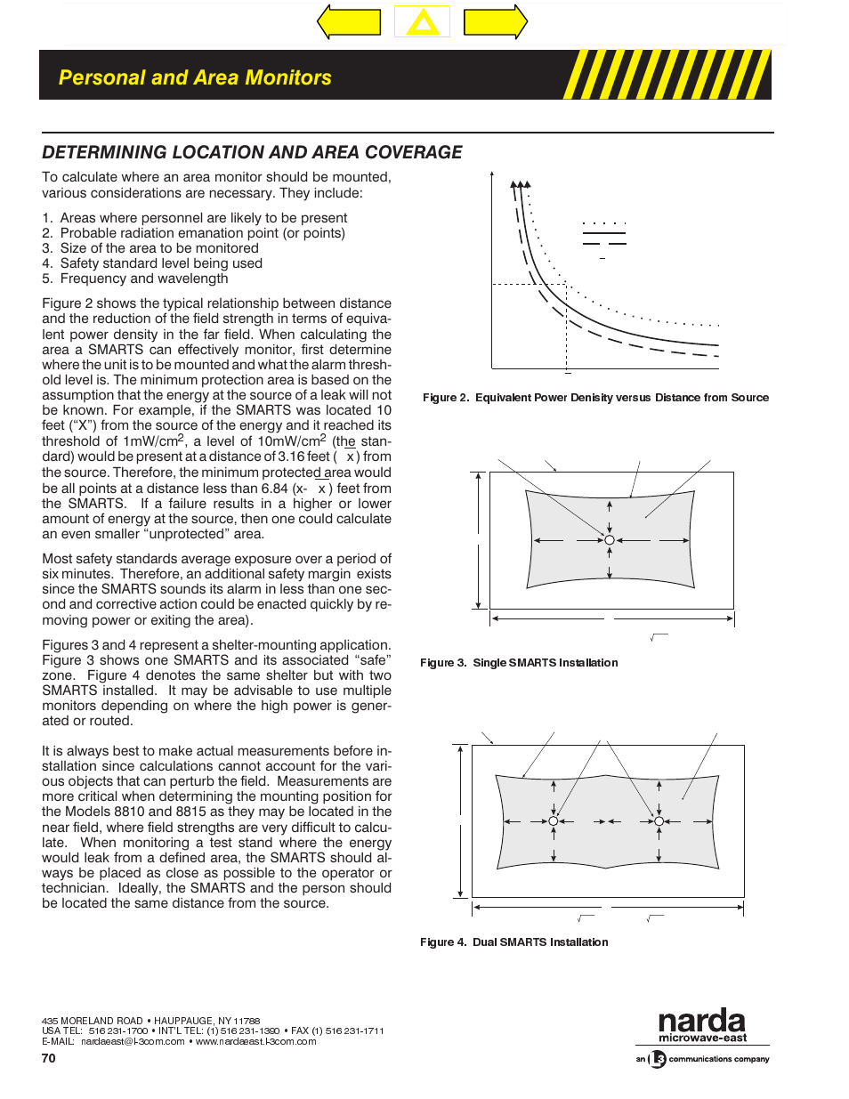 Personal and area monitors, Determining location and area coverage, T.o.c | A level of 10mw/cm, Previous next | Atec Narda-8800 Series User Manual | Page 5 / 6