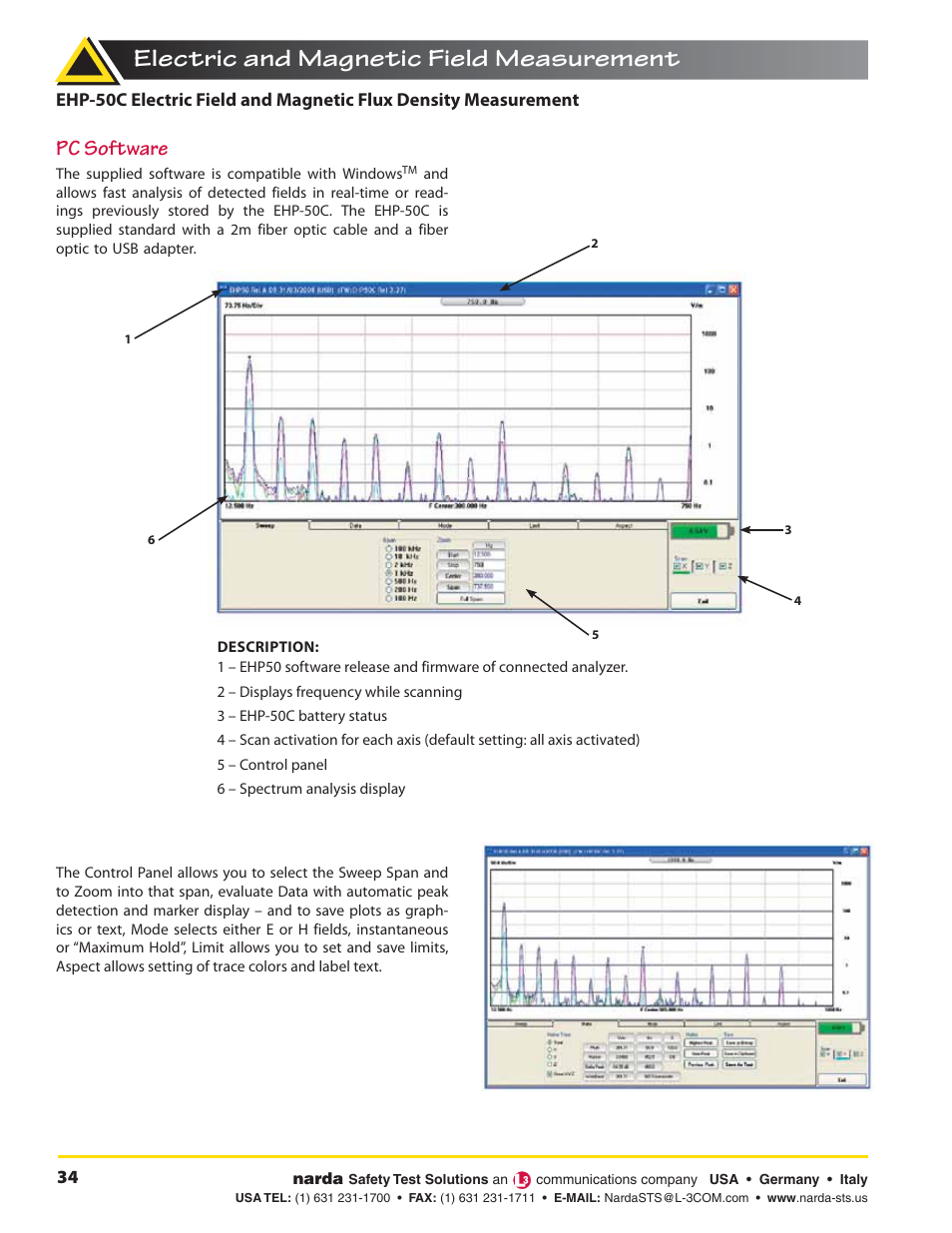 Electric and magnetic field measurement, Pc software | Atec Narda-EHP-50C User Manual | Page 3 / 4