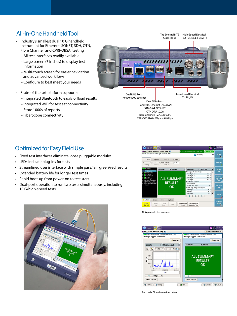 All-in-one handheld tool, Optimized for easy field use | Atec JDSU-MTS-5800 User Manual | Page 2 / 4